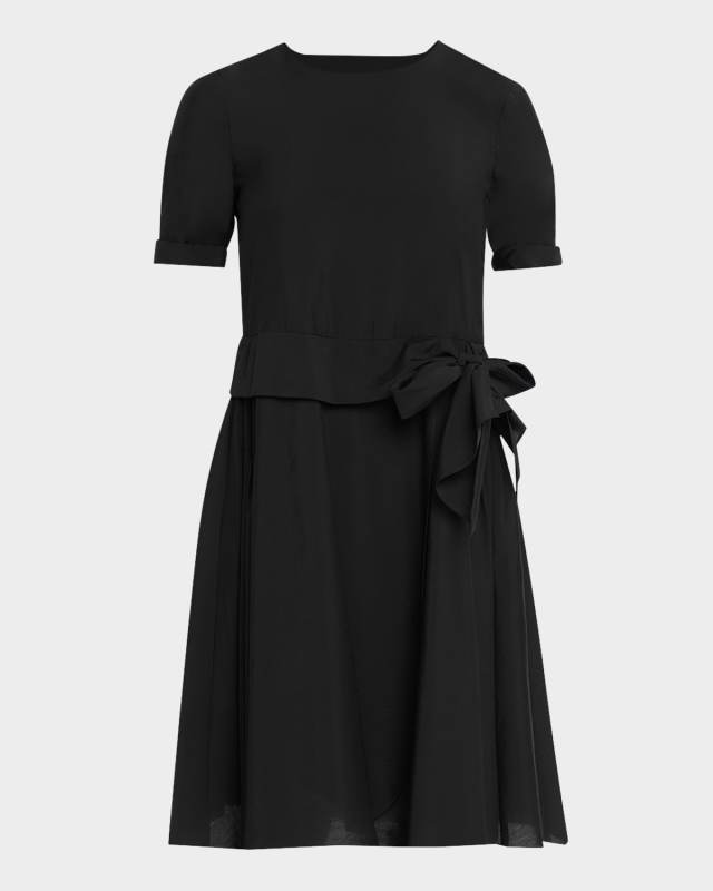 Side Bow A-Line Knit Dress